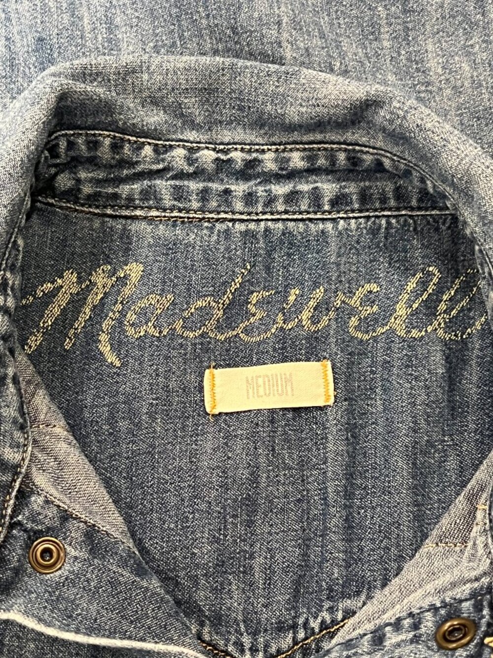 Madewell Western Denim Snap Front Shirt, Med Blue, Medium - Picture 2 of 8